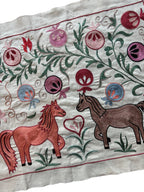 Özbek At Desenli İşlemeli Suzani Yolluk 50 x 140 cm