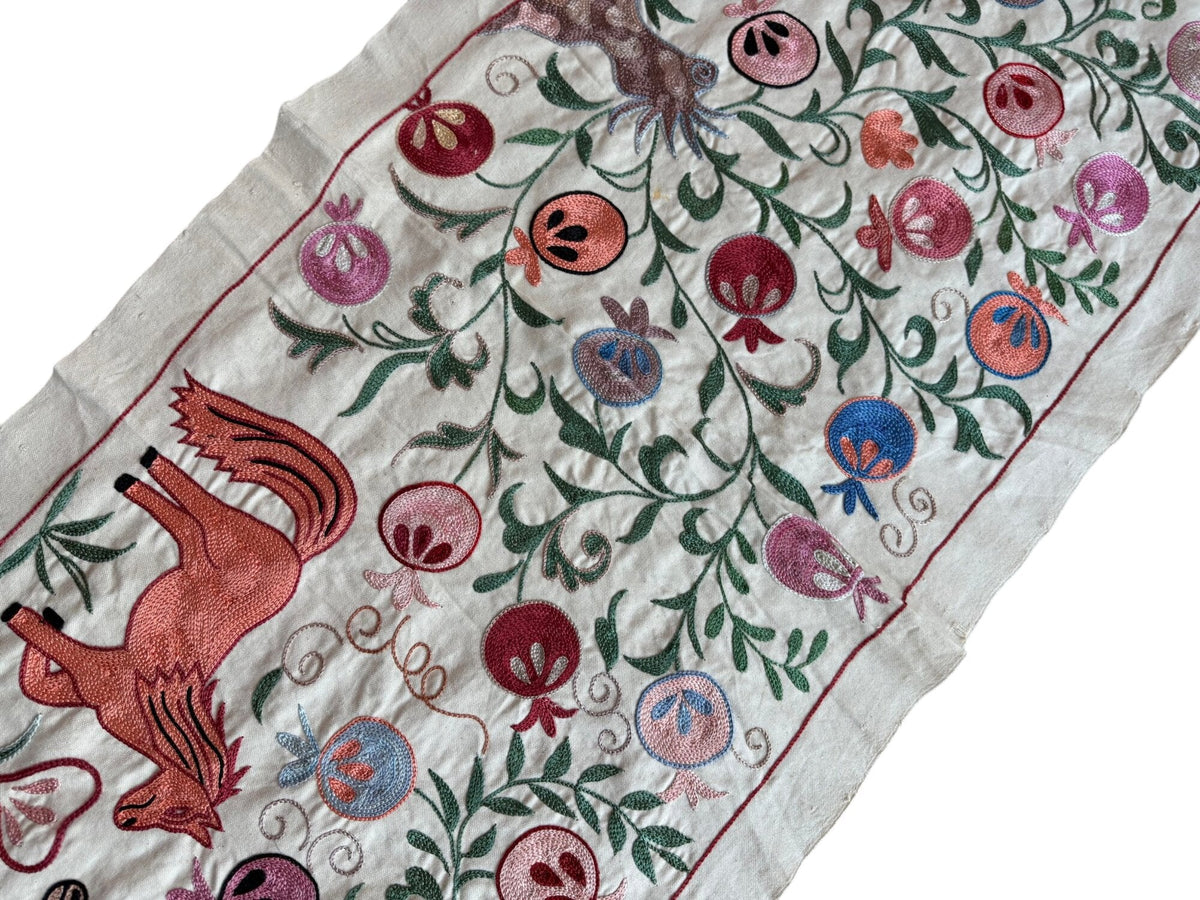 Özbek At Desenli İşlemeli Suzani Yolluk 50 x 140 cm