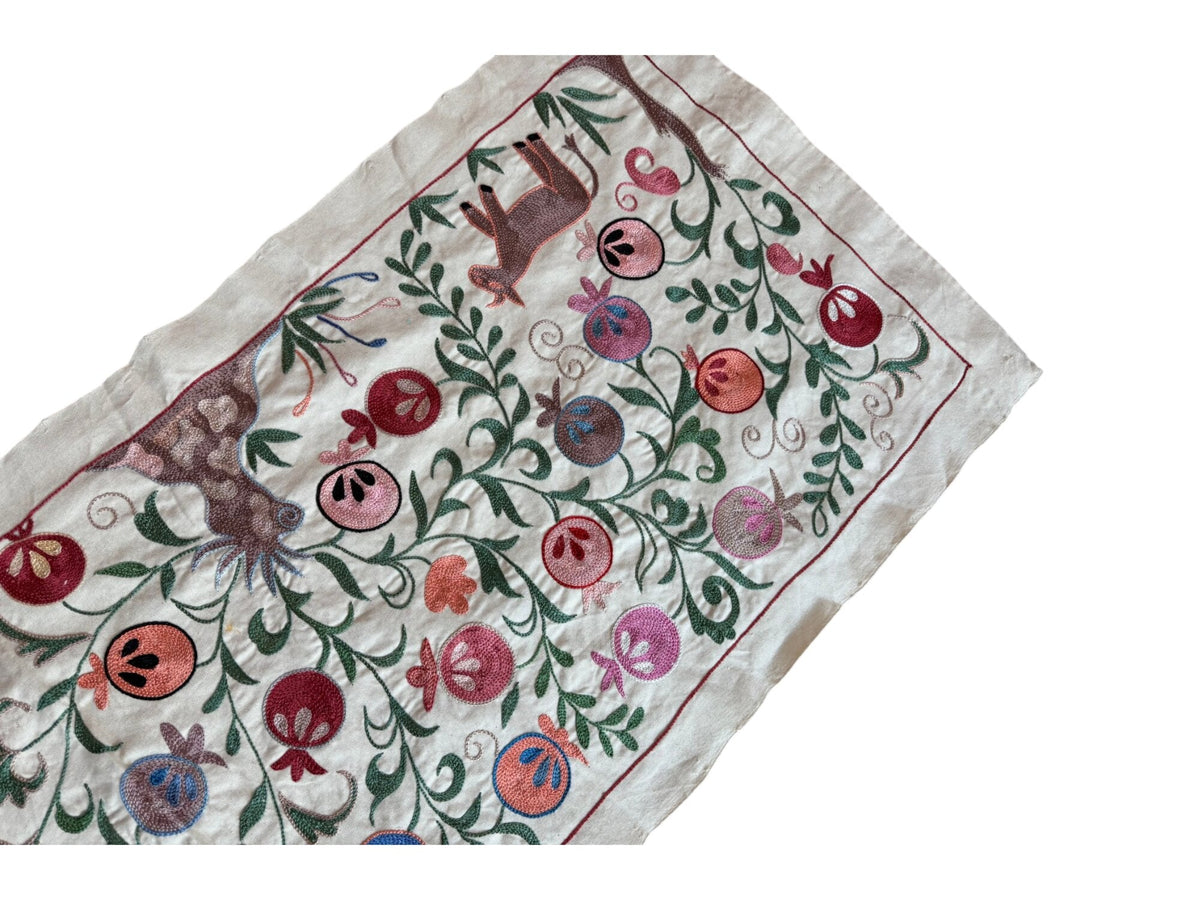 Özbek At Desenli İşlemeli Suzani Yolluk 50 x 140 cm