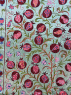 Buhara Yeşil Kuş Desenli İşlemeli Suzani 105 x 190 cm