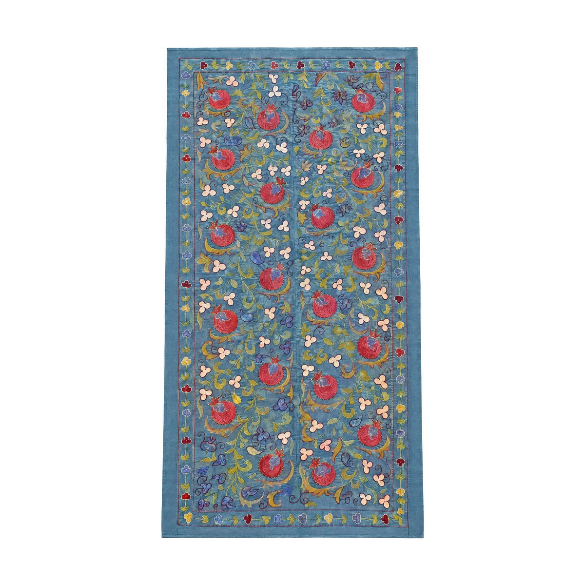 Taşkent Mavi Nar Desenli İşlemeli Suzani 97 x 190 cm
