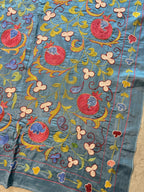 Taşkent Mavi Nar Desenli İşlemeli Suzani 97 x 190 cm