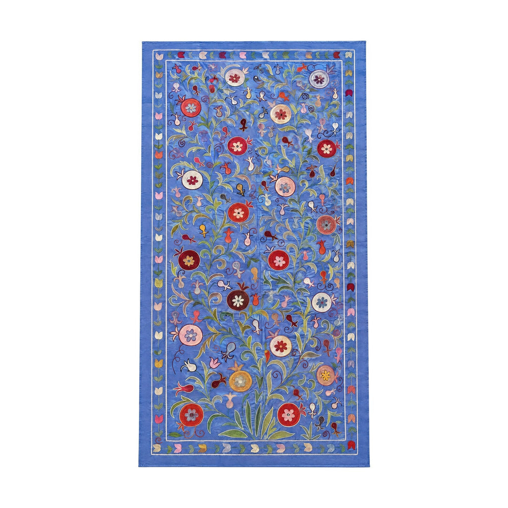 Özbek Mavi Nar Desenli Suzani 102 x 192 cm