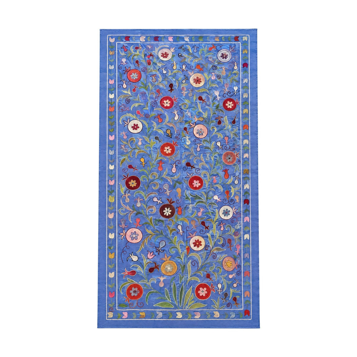 Özbek Mavi Nar Desenli Suzani 102 x 192 cm