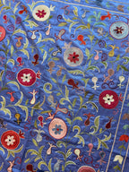 Özbek Mavi Nar Desenli Suzani 102 x 192 cm