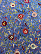 Özbek Mavi Nar Desenli Suzani 102 x 192 cm