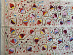 Semerkant Bej Nar Desenli İşlemeli Suzani Duvar Örtüsü 194 x 190 cm