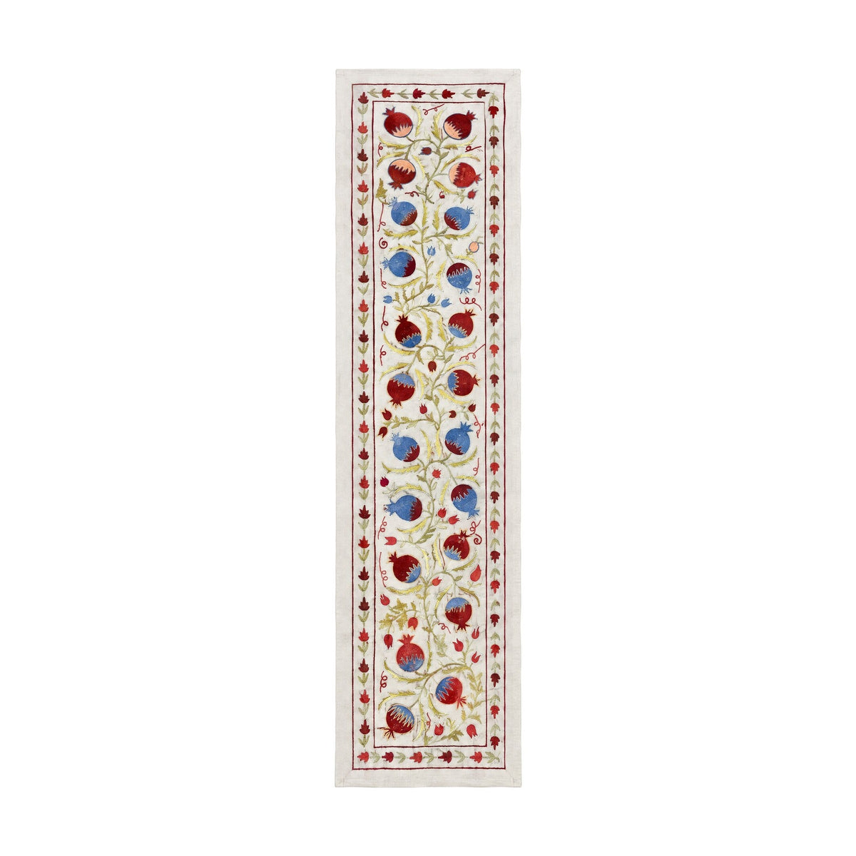 Bej Nar Desenli İşlemeli Suzani Duvar Örtüsü 50 x 194 cm