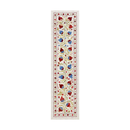 Bej Nar Desenli İşlemeli Suzani Duvar Örtüsü 50 x 194 cm