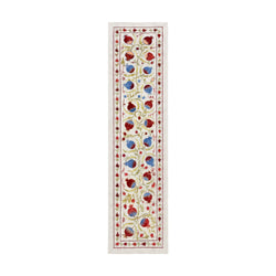 Bej Nar Desenli İşlemeli Suzani Duvar Örtüsü 50 x 194 cm