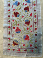 Bej Nar Desenli İşlemeli Suzani Duvar Örtüsü 50 x 194 cm