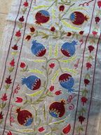 Bej Nar Desenli İşlemeli Suzani Duvar Örtüsü 50 x 194 cm