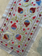 Bej Nar Desenli İşlemeli Suzani Duvar Örtüsü 50 x 194 cm