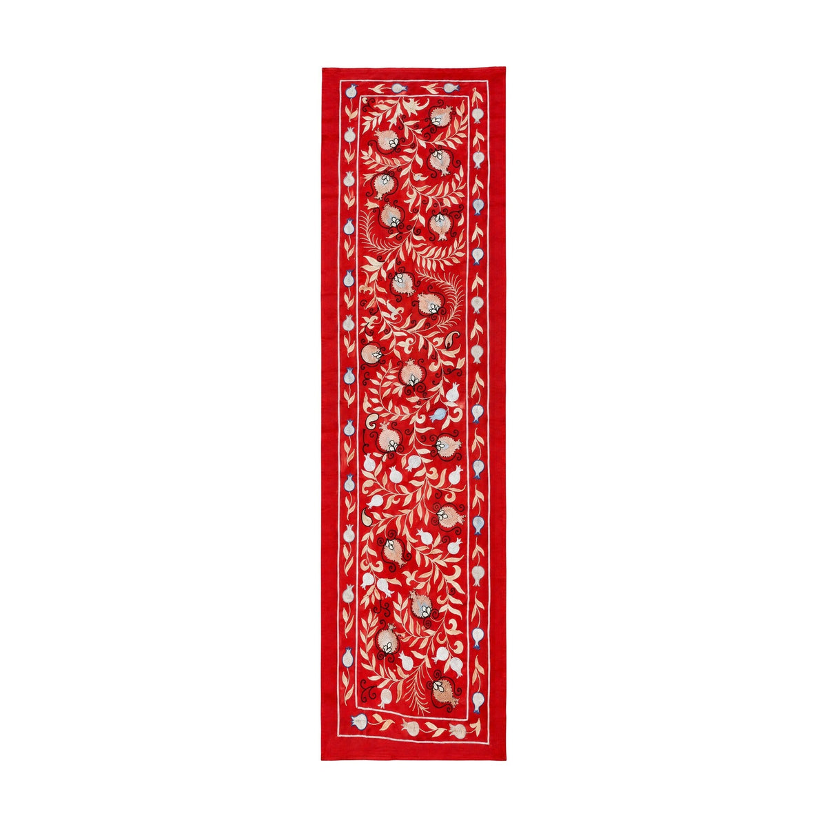 Kırmızı Nar Desenli İşlemeli Suzani Duvar Örtüsü 52 x 190 cm