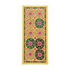 Vintage Sarı Madalyon Desenli El İşlemesi Suzani Duvar Örtüsü 200 x 420 cm
