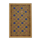 Vintage Özbek Altın Kafes Desenli Suzani Masa Örtüsü 216 x 326 cm