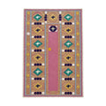 Vintage Pembe Seccade Desenli İşlemeli Suzani Duvar Örtüsü 147 x 225 cm