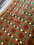 Vintage Kahverengi Kafes Desenli İşlemeli Suzani Duvar Örtüsü 230 x 370 cm