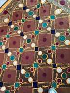 Vintage Kahverengi Kafes Desenli İşlemeli Suzani Duvar Örtüsü 230 x 370 cm