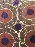 Vintage Kahverengi Madalyon Desenli İşlemeli Suzani 220 x 490 cm