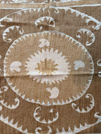 Vintage Semerkant Bej Madalyon Desenli İşlemeli Suzani 150 x 154 cm