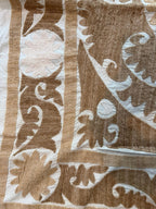 Vintage Semerkant Bej Madalyon Desenli İşlemeli Suzani 150 x 154 cm