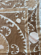 Vintage Semerkant Bej Madalyon Desenli İşlemeli Suzani 150 x 154 cm