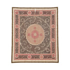 Vintage Kahverengi Madalyon Desenli İşlemeli Suzani Duvar Örtüsü 132 x 163 cm